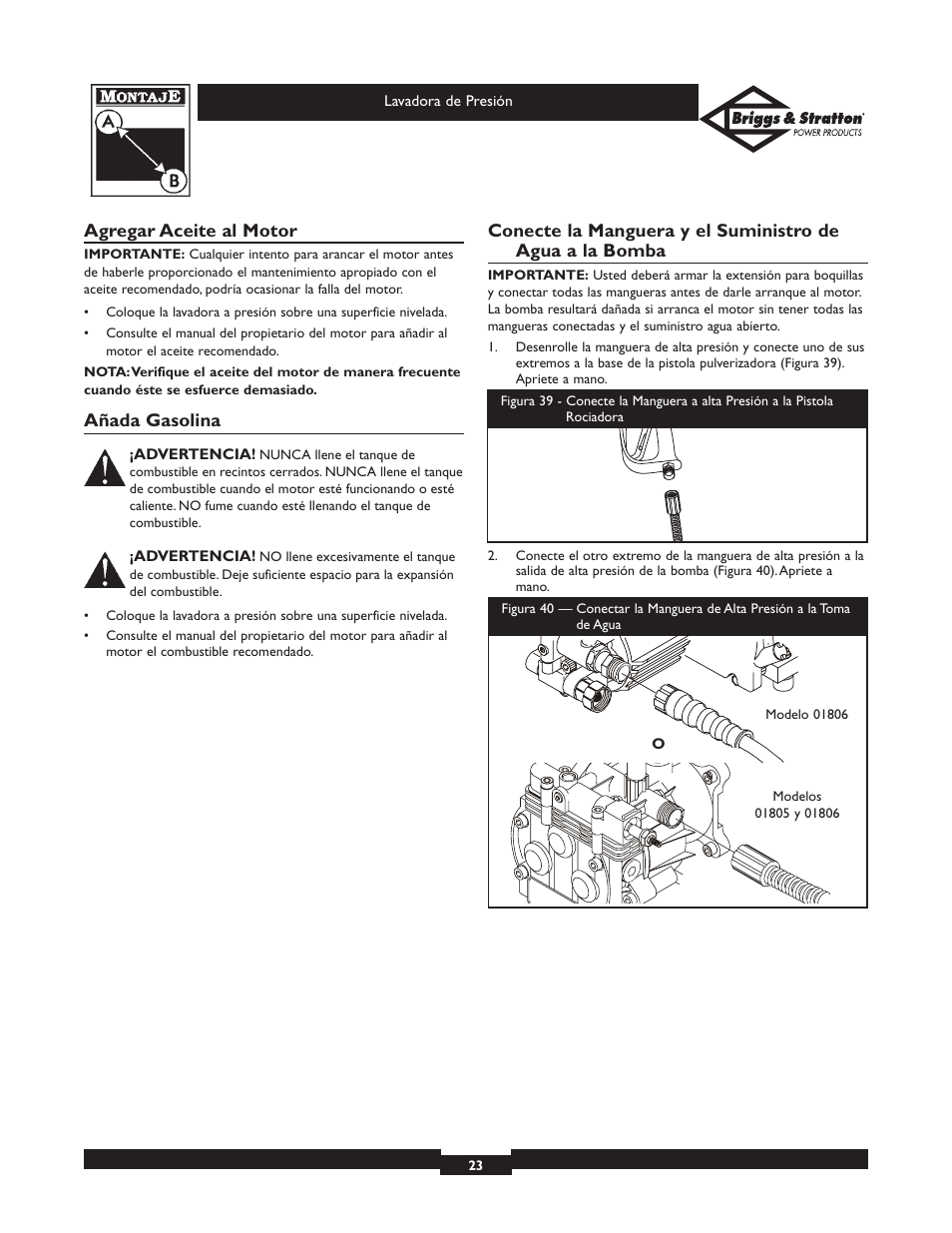 Briggs & Stratton 01806 User Manual | Page 23 / 36