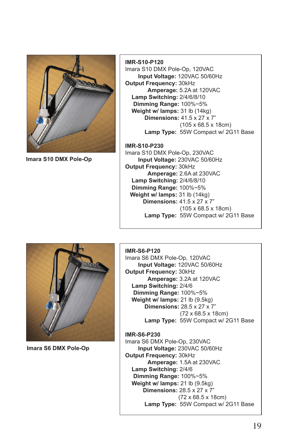 Kino Flo Imara S10/S6 DMX User Manual | Page 19 / 20
