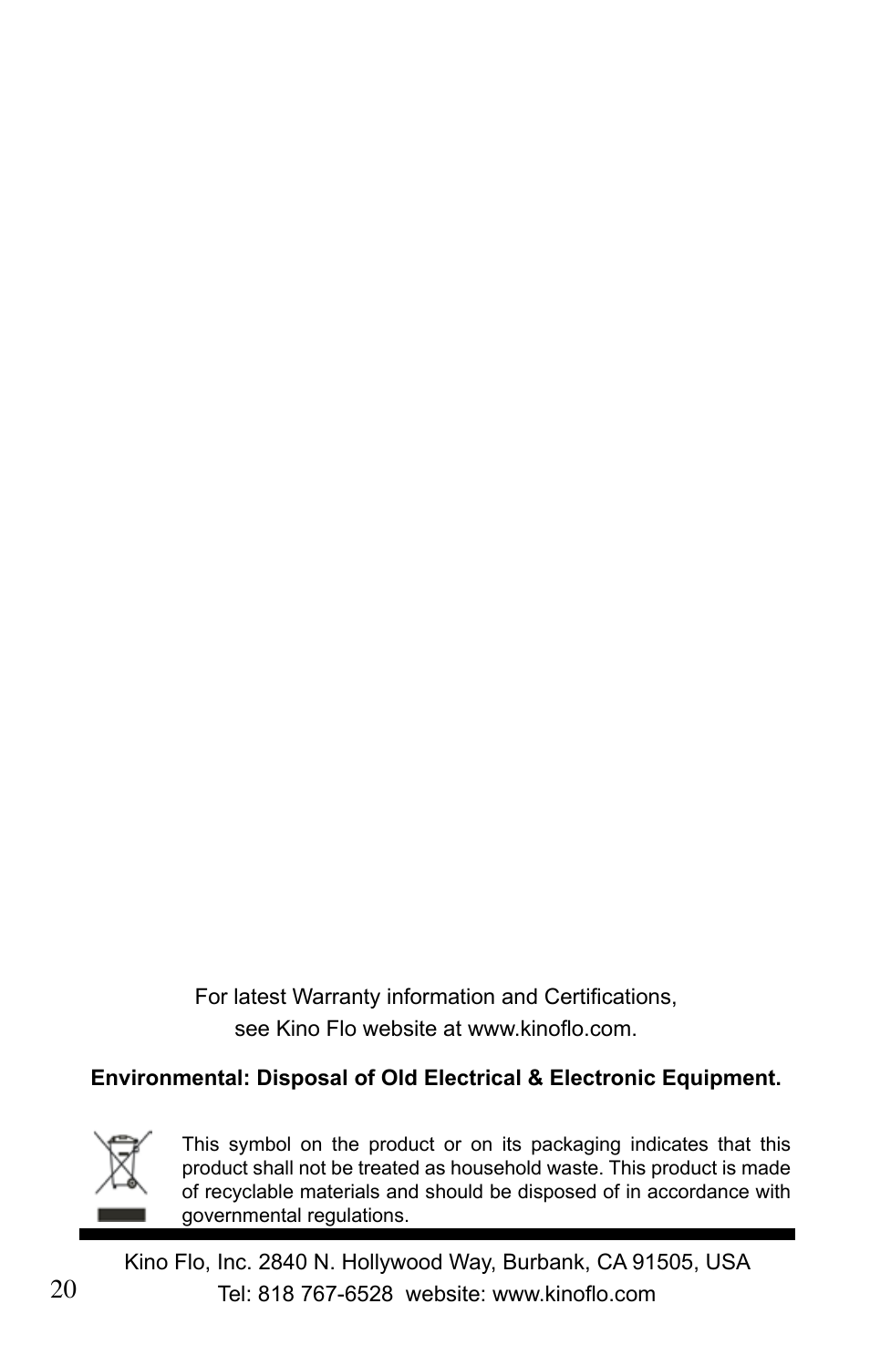 Kino Flo ParaBeam 400/200 DMX User Manual | Page 20 / 20