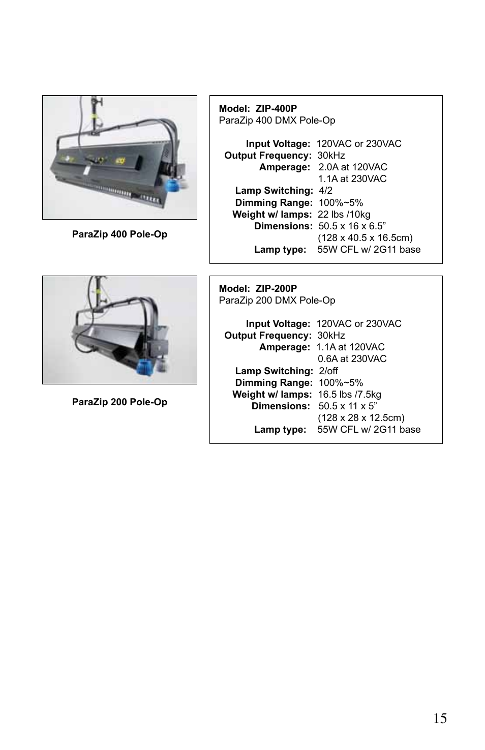 Kino Flo ParaZip 400/200 DMX User Manual | Page 15 / 16
