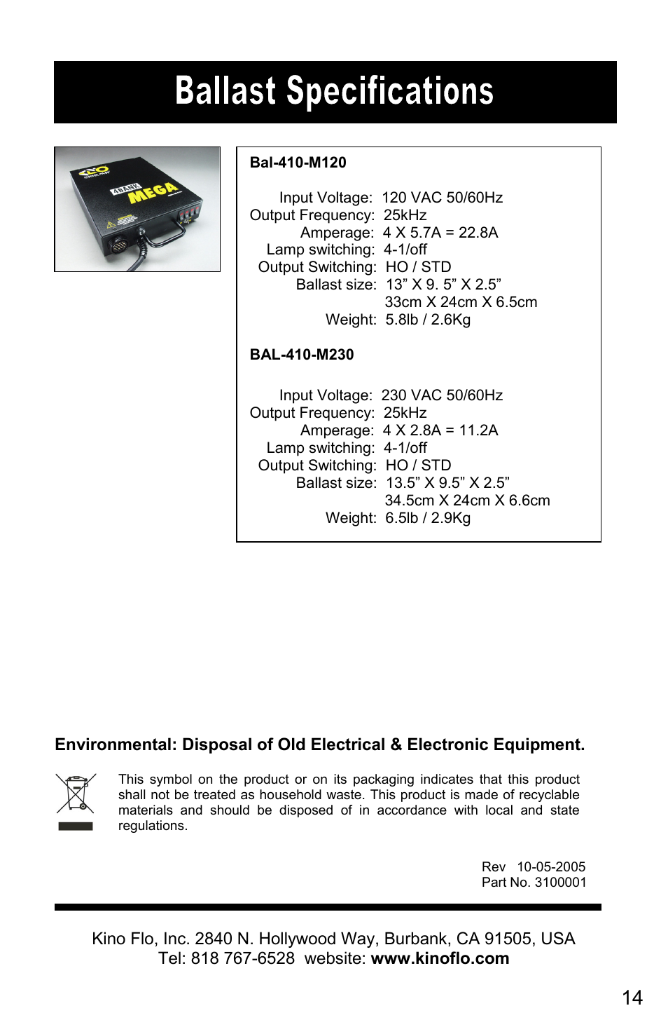 Kino Flo Blanket Light 6X6 User Manual | Page 14 / 14