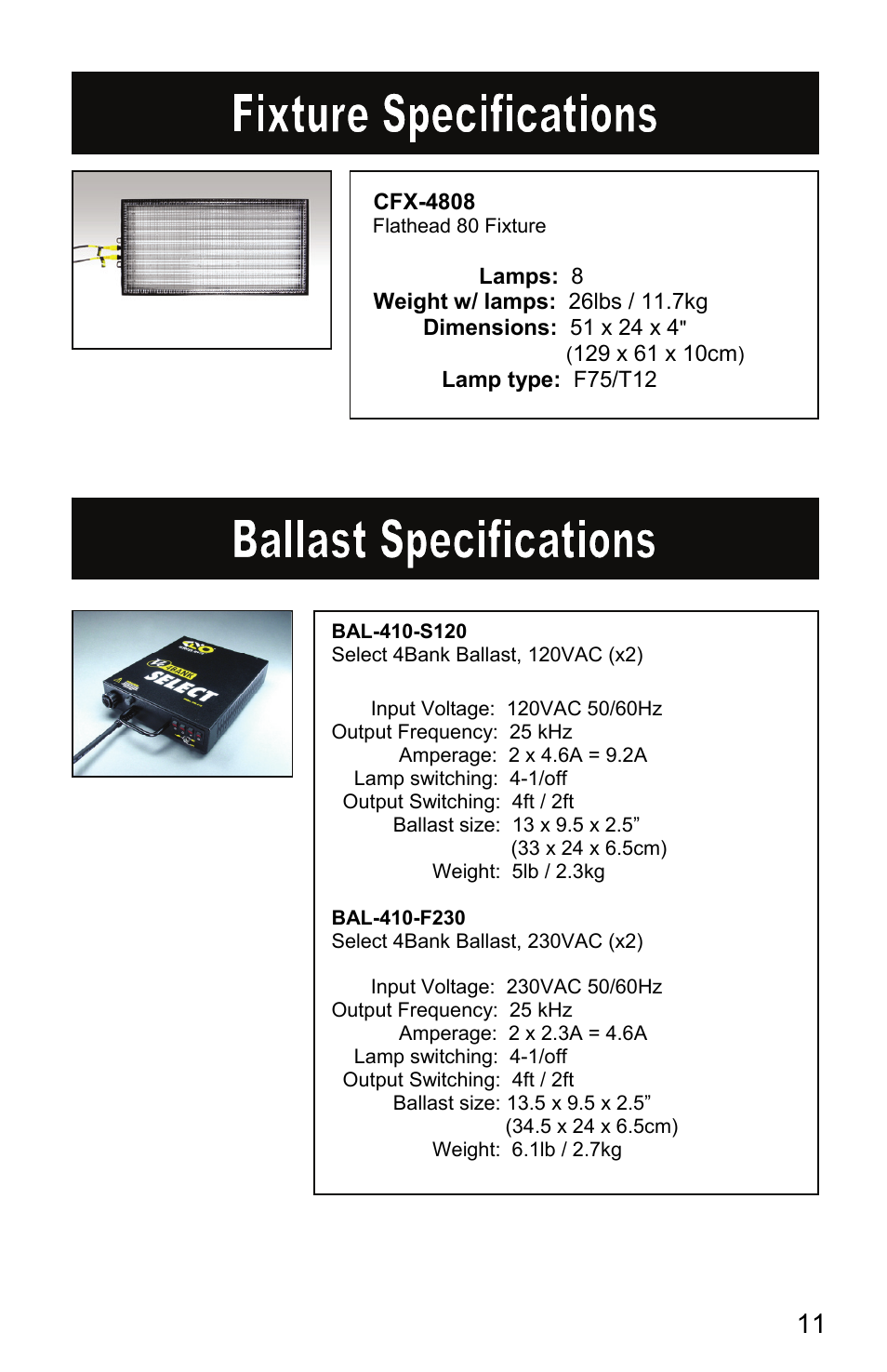 Kino Flo Flathead 80 (BAL-410) User Manual | Page 11 / 12