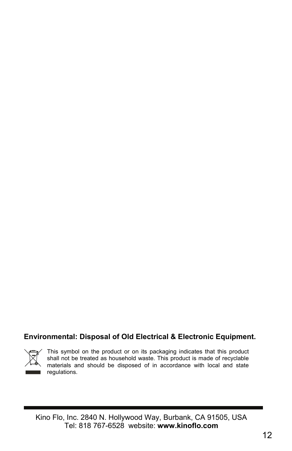 Kino Flo Flathead 80 (BAL-410) User Manual | Page 12 / 12