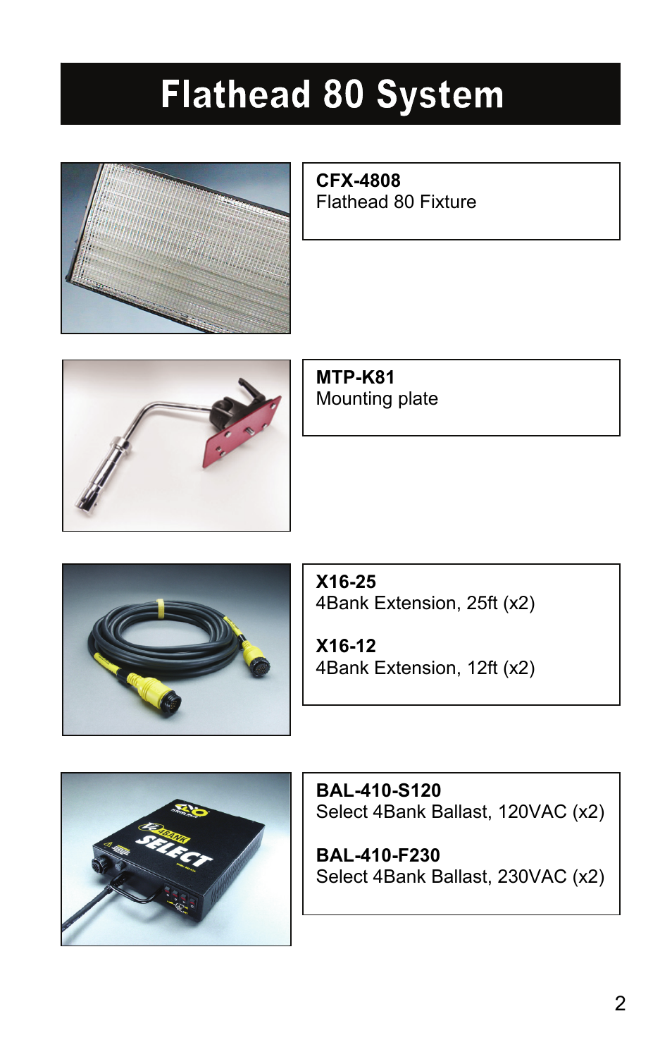 Kino Flo Flathead 80 (BAL-410) User Manual | Page 2 / 12