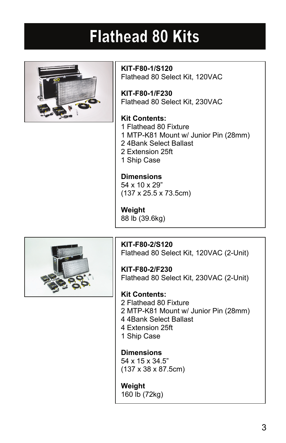 Kino Flo Flathead 80 (BAL-410) User Manual | Page 3 / 12