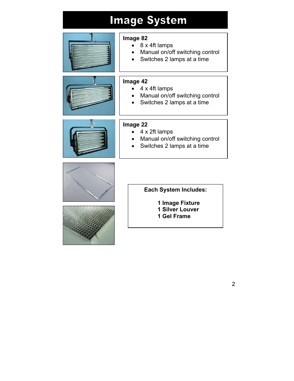 Kino Flo Image 82, 42 & 22 User Manual | Page 2 / 11