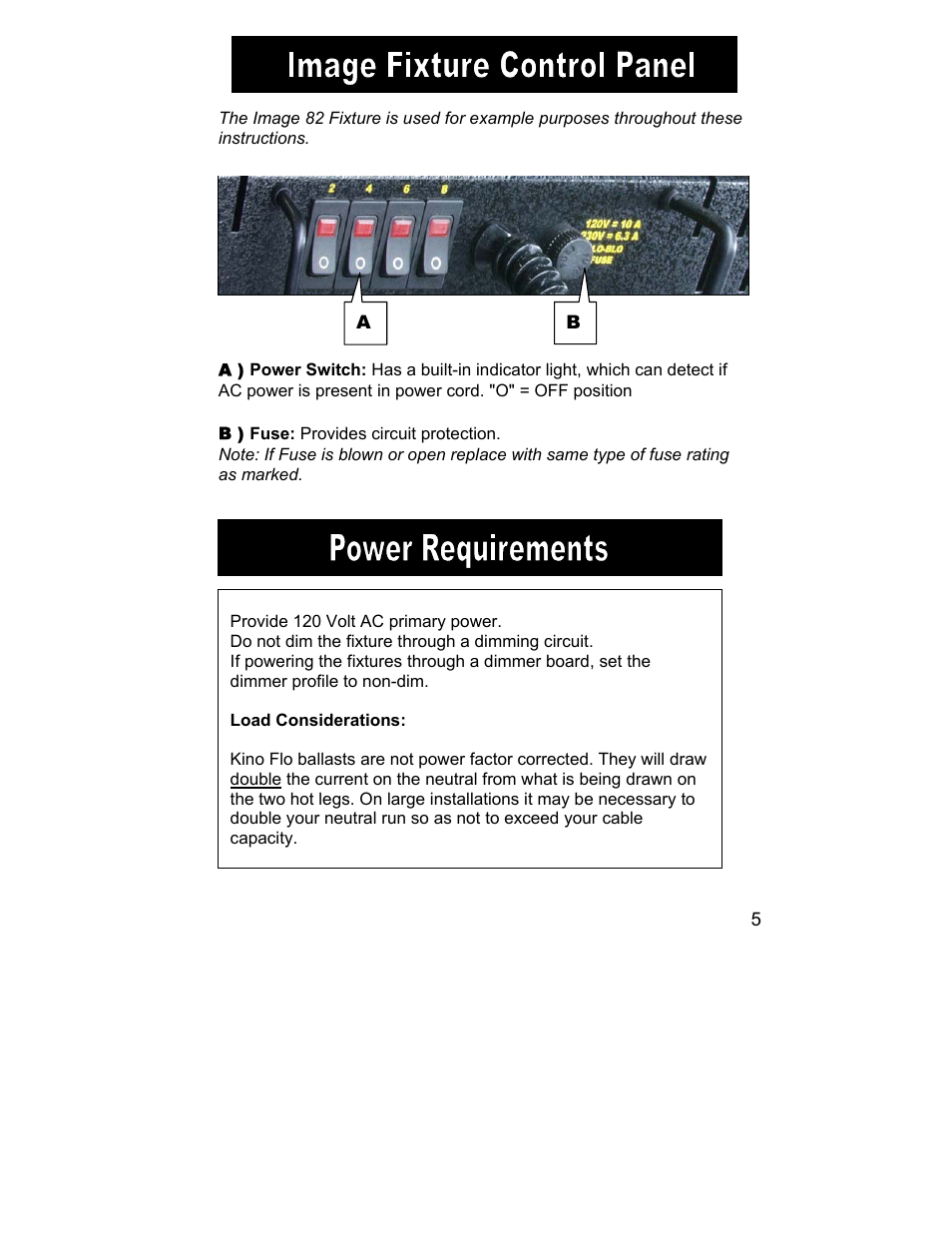 Kino Flo Image 82, 42 & 22 User Manual | Page 5 / 11
