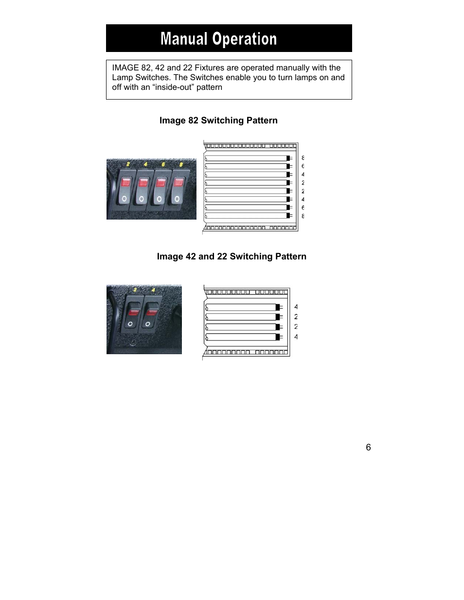 Image 82 switching pattern, Image 42 and 22 switching pattern | Kino Flo Image 82, 42 & 22 User Manual | Page 6 / 11