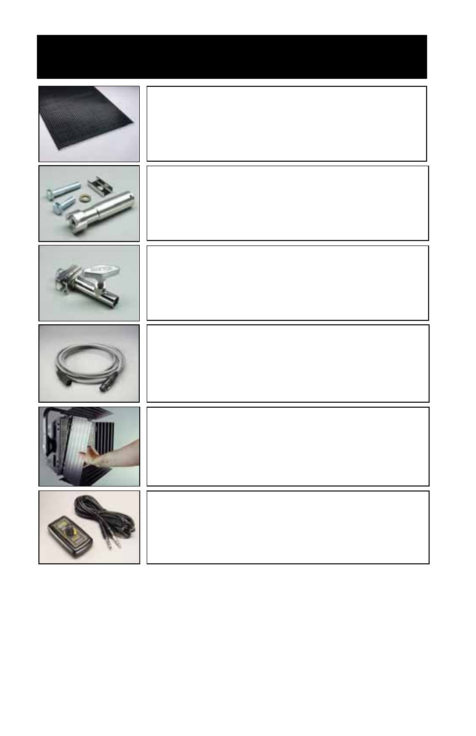 Accessories | Kino Flo Image 85/45 DMX Series User Manual | Page 17 / 20