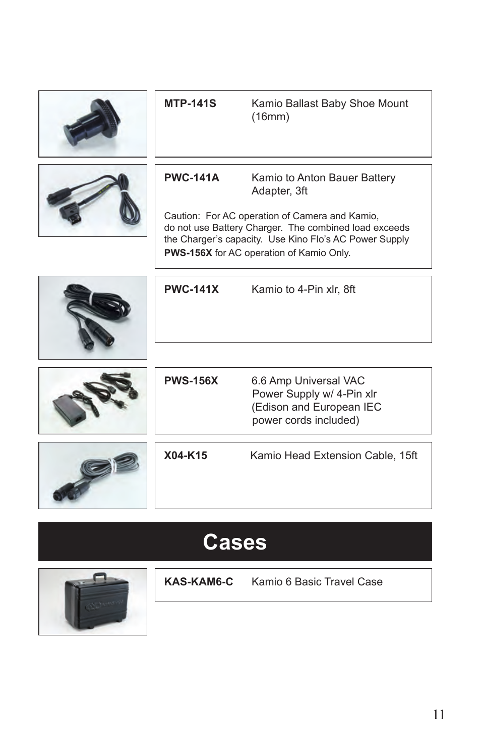 Cases | Kino Flo Kamio Kit Kam 6 User Manual | Page 11 / 12