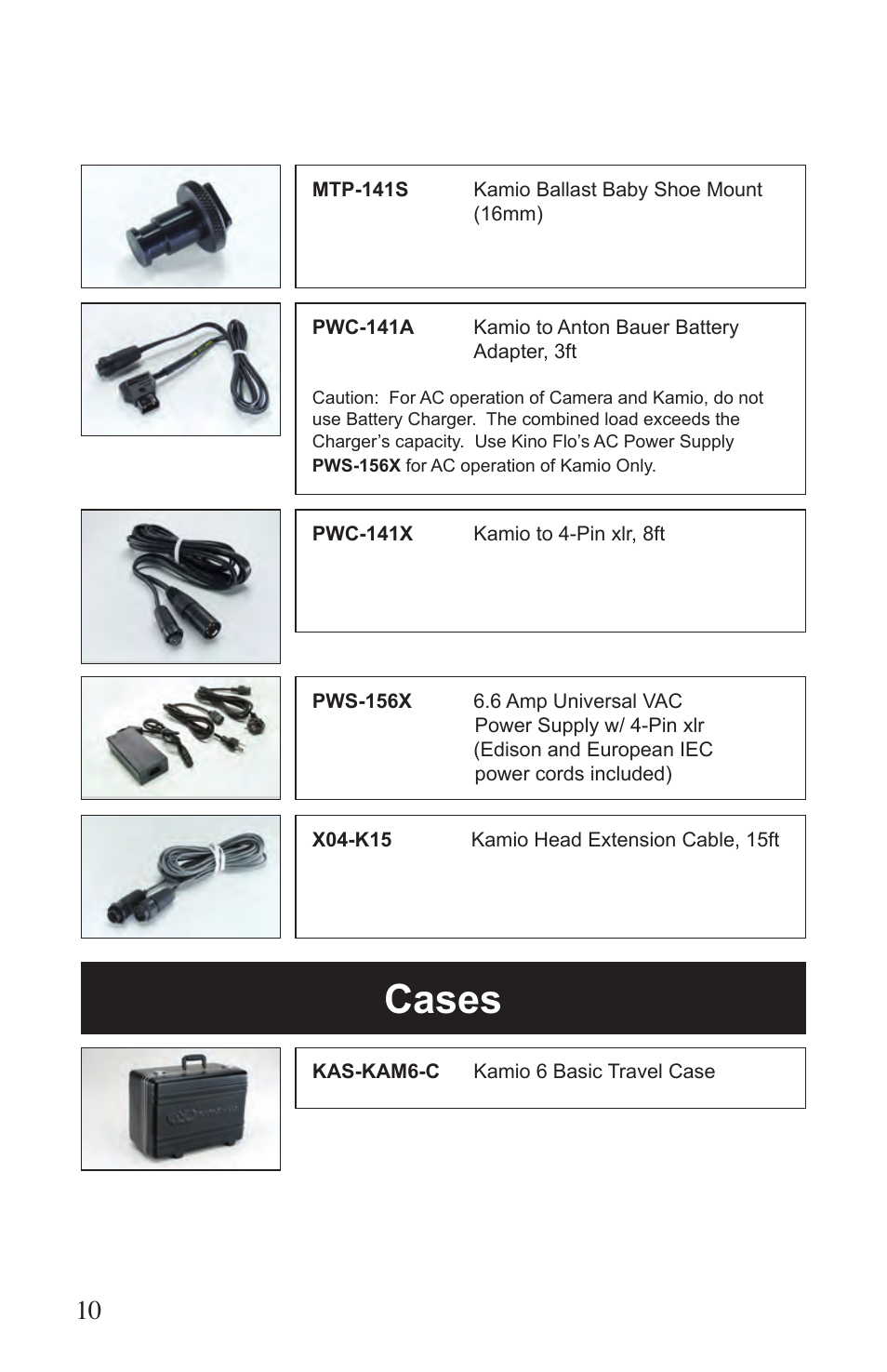 Cases | Kino Flo Kamio Kit Kam 6E User Manual | Page 10 / 12