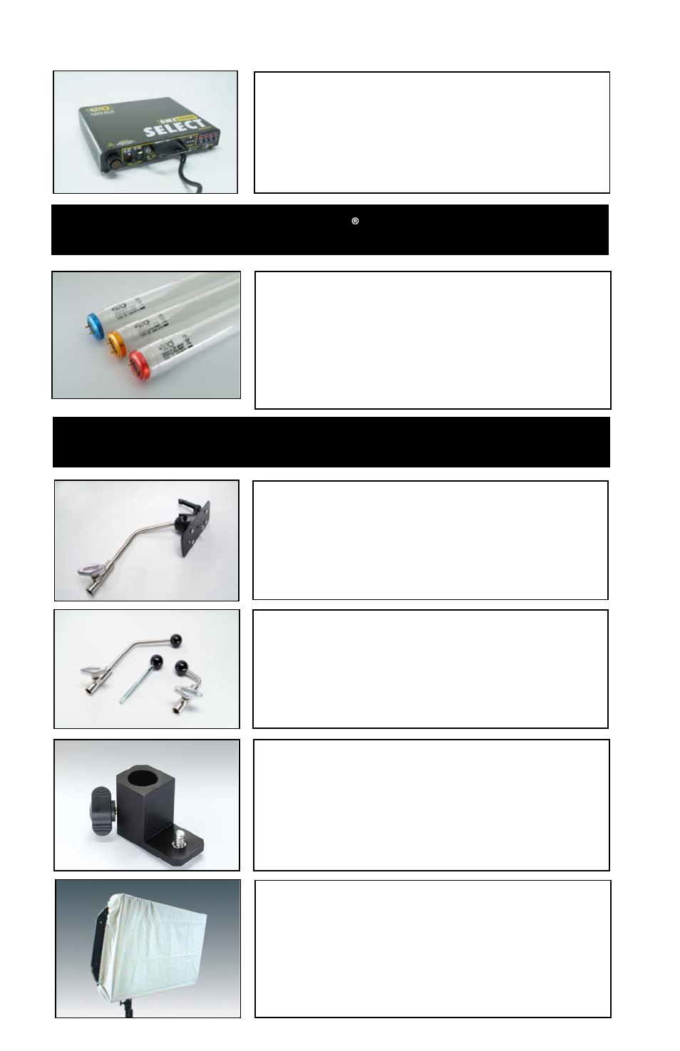 Accessories and parts, True match lamps | Kino Flo Select/DMX 4Bank (BAL-450) User Manual | Page 17 / 24