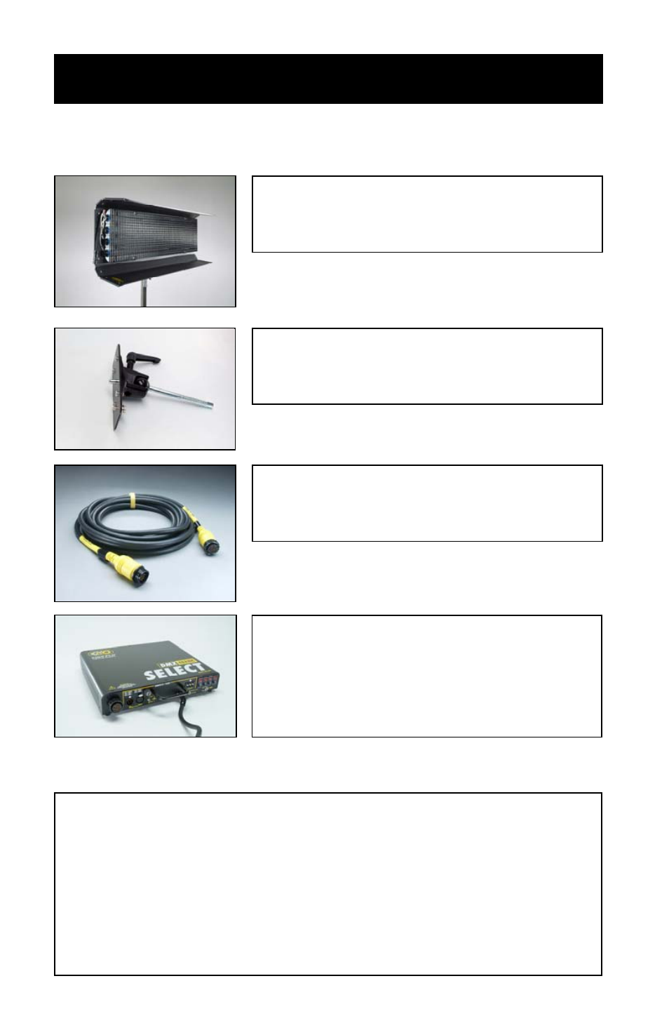 4bank, System, 4bank system consists of | Kino Flo Select/DMX 4Bank (BAL-450) User Manual | Page 2 / 24