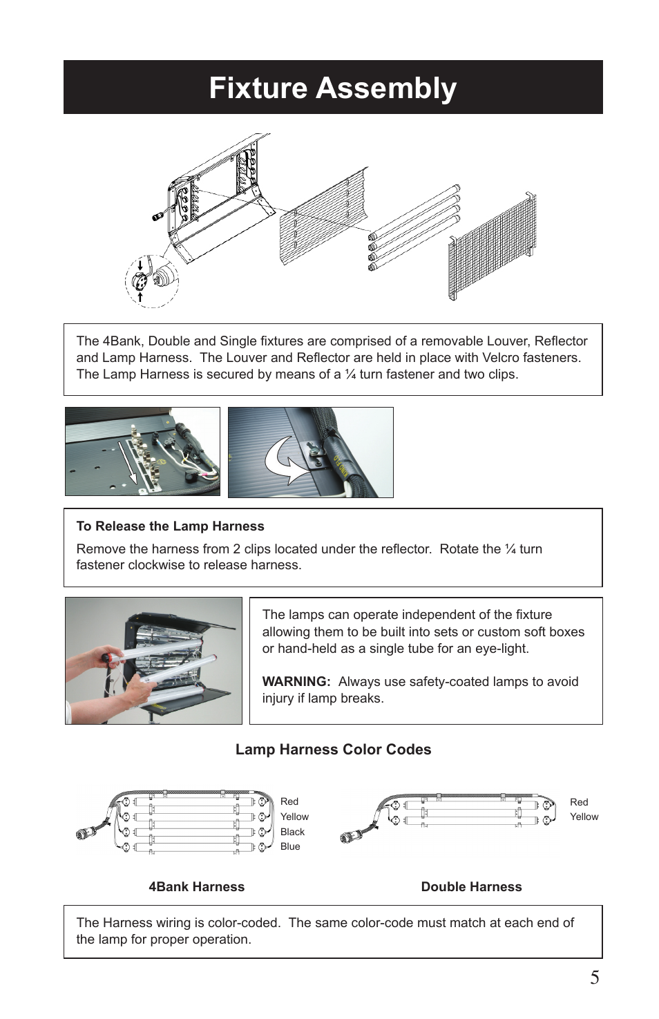 Fixture assembly | Kino Flo Select Single(115, 105) User Manual | Page 5 / 20