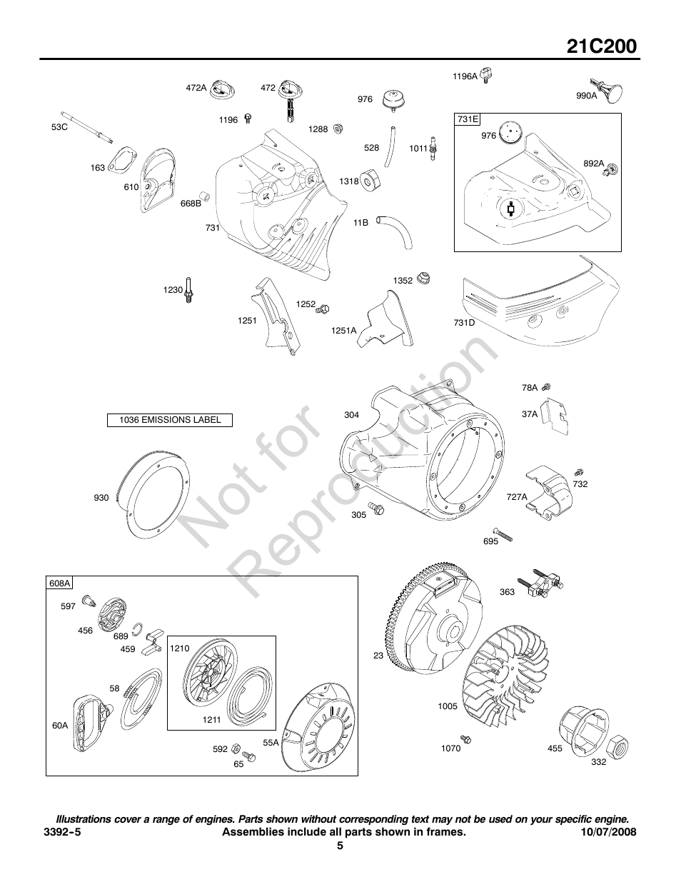 Not for reproduction | Briggs & Stratton 21C200 0110 User Manual | Page 5 / 12