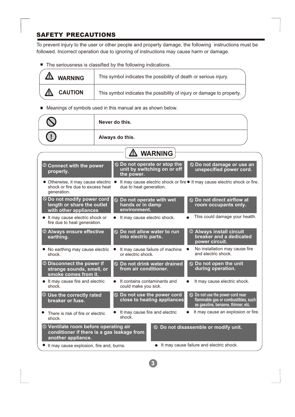 Т³гж 4, Warning, 3safety precautions 3 | Klimaire KSIM Series User Manual User Manual | Page 4 / 16