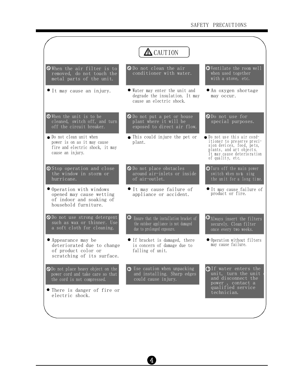 Caution | Klimaire KSIL036-H215 User Manual User Manual | Page 5 / 16