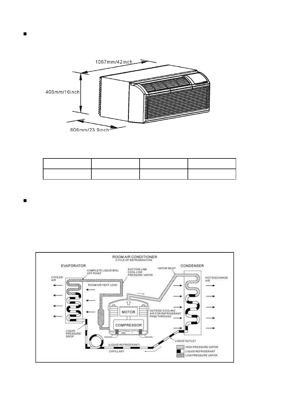 Dimension  4. refrigerant cycle diagram, Dimension, Refrigerant cycle diagram | Klimaire KTHM015-E5H2 PTAC Service Manual User Manual | Page 9 / 23