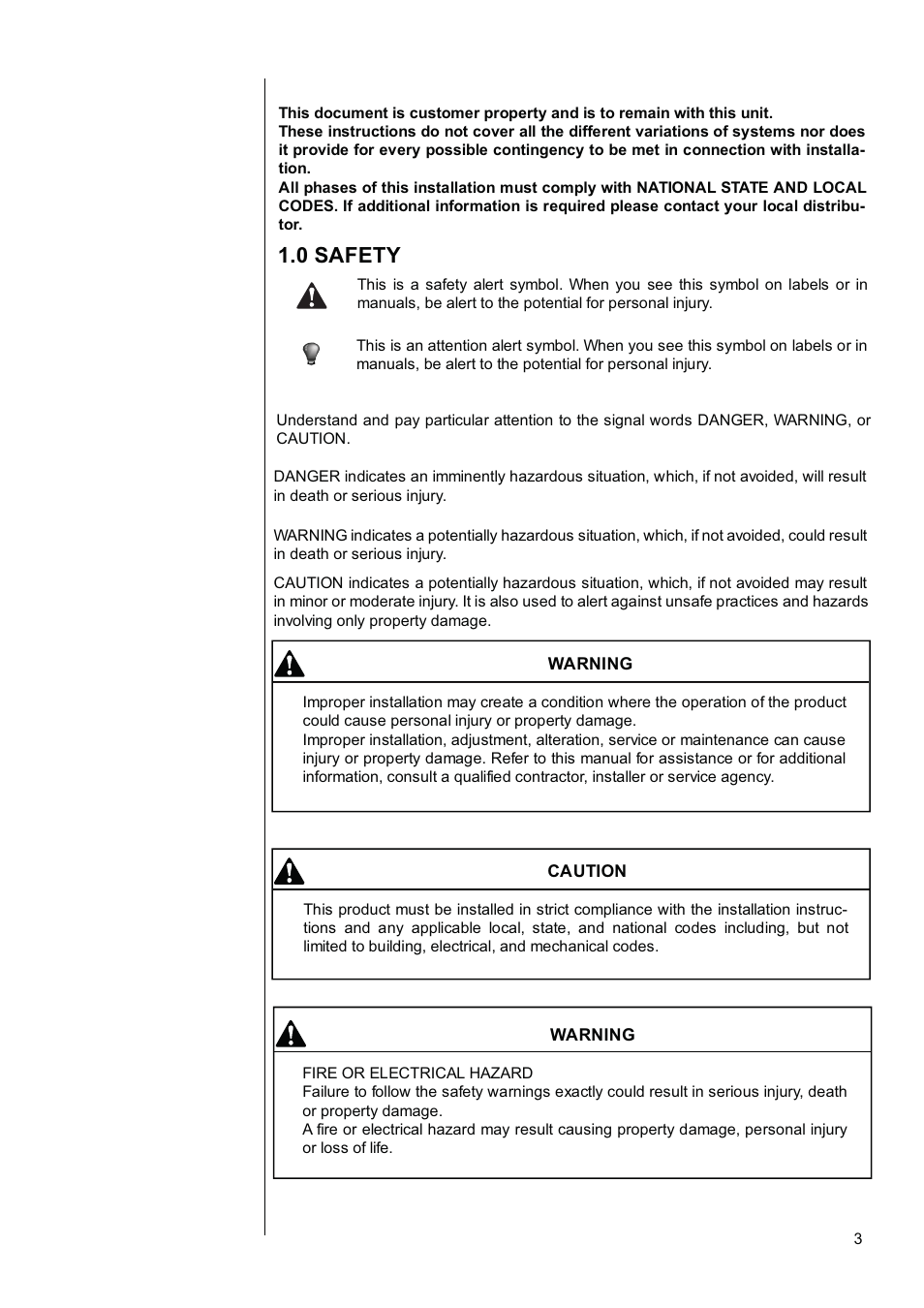 0 safety | Klimaire 13 SEER Series User Manual | Page 4 / 26