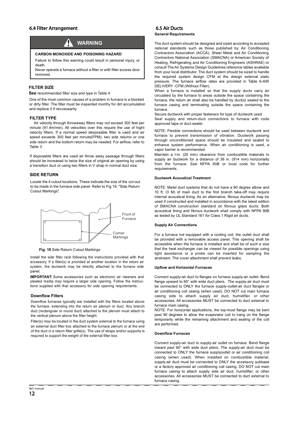 Warning, Ктм ъ·´¬»® я®®¿²¹»³»²¬ ктл я·® ь | Klimaire GM80S Series User Manual | Page 14 / 37