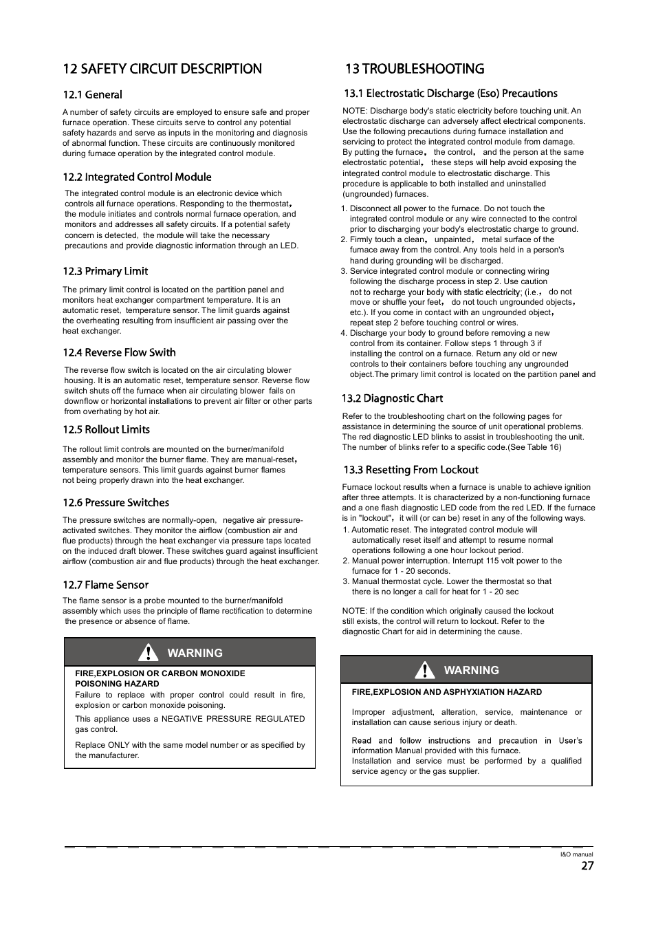 По няъымз эчоэлчм ьынэочрмчст, Пн мослюфыншссмчтщ | Klimaire GM80S Series User Manual | Page 29 / 37