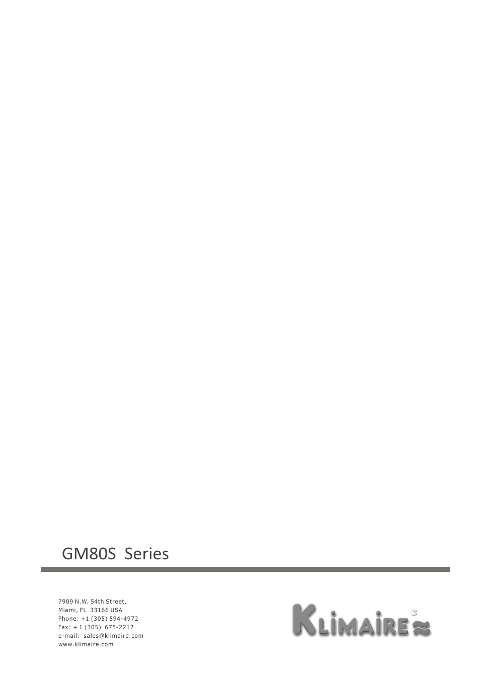 Gm80s series | Klimaire GM80S Series User Manual | Page 37 / 37