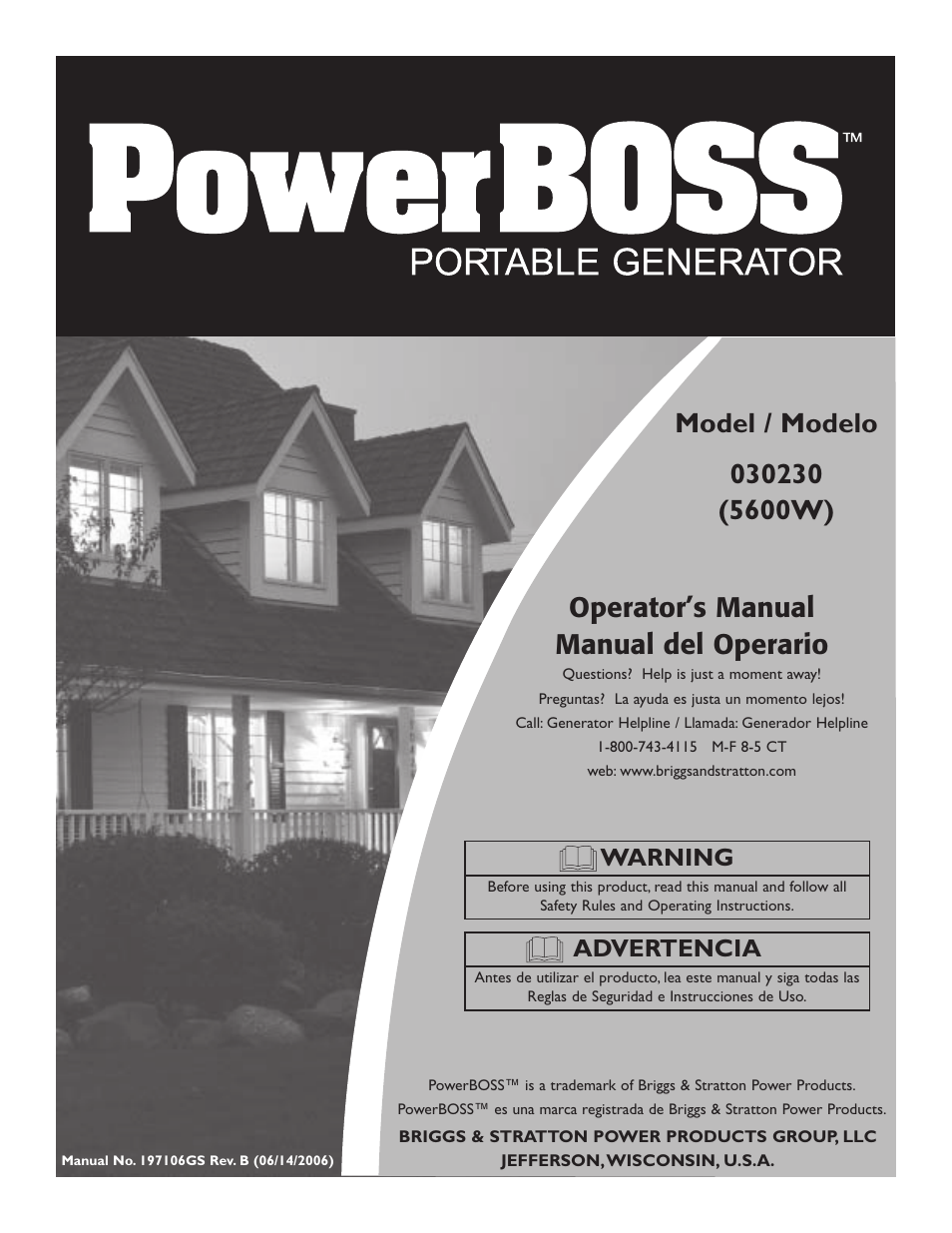 Briggs & Stratton PowerBoss 30230 User Manual | 28 pages