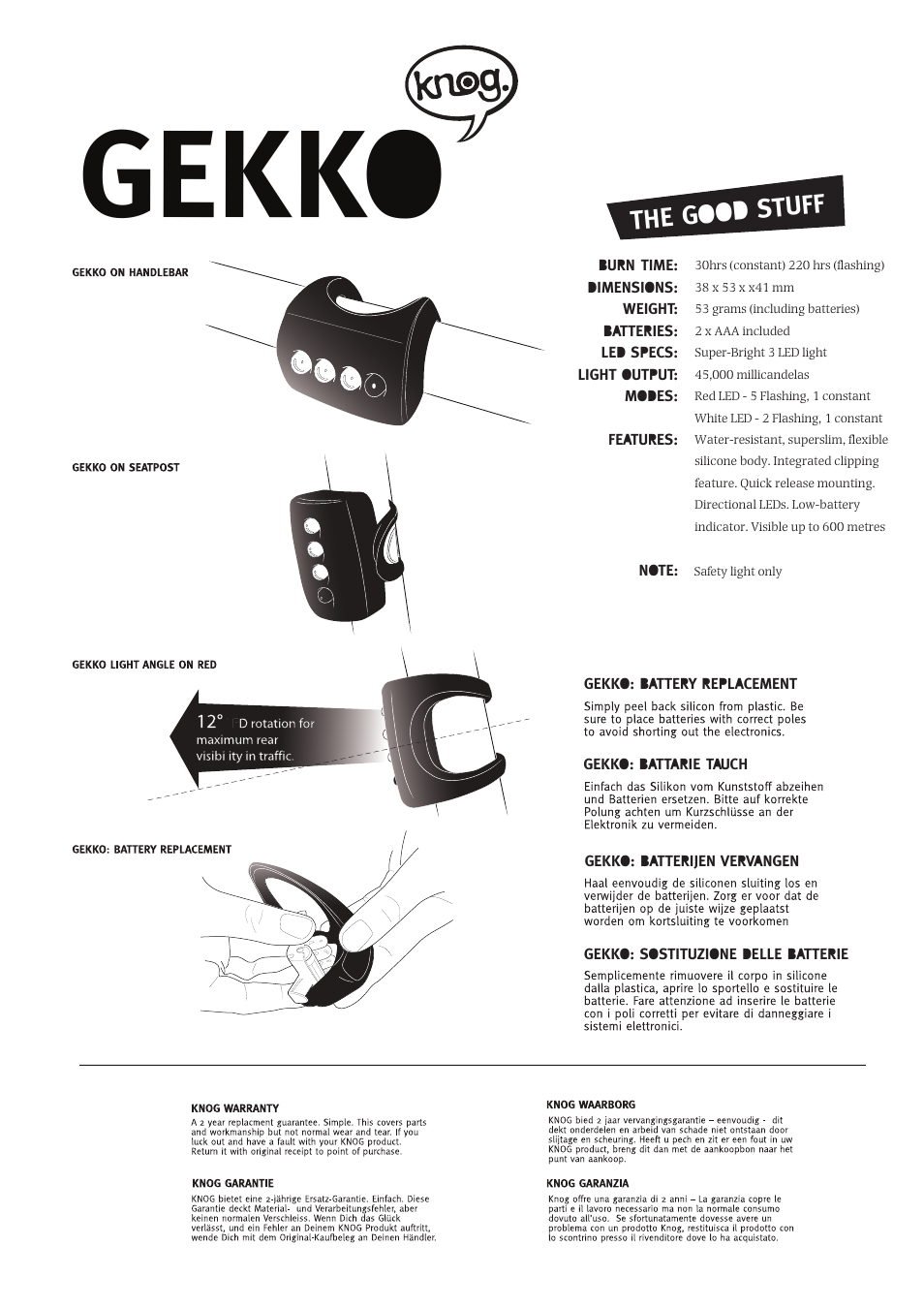 Knog GEKKO User Manual | 1 page