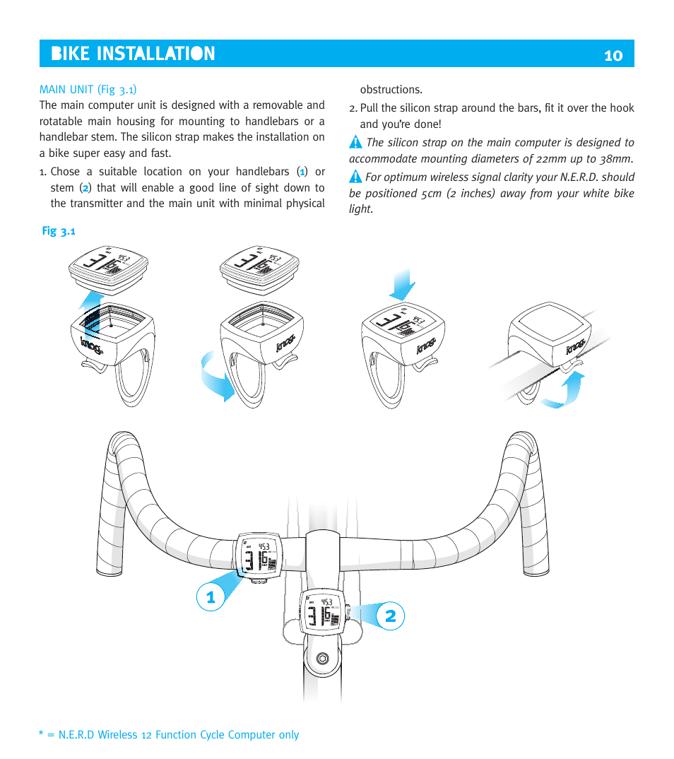 Bike installation | Knog NERD 9 User Manual | Page 10 / 13