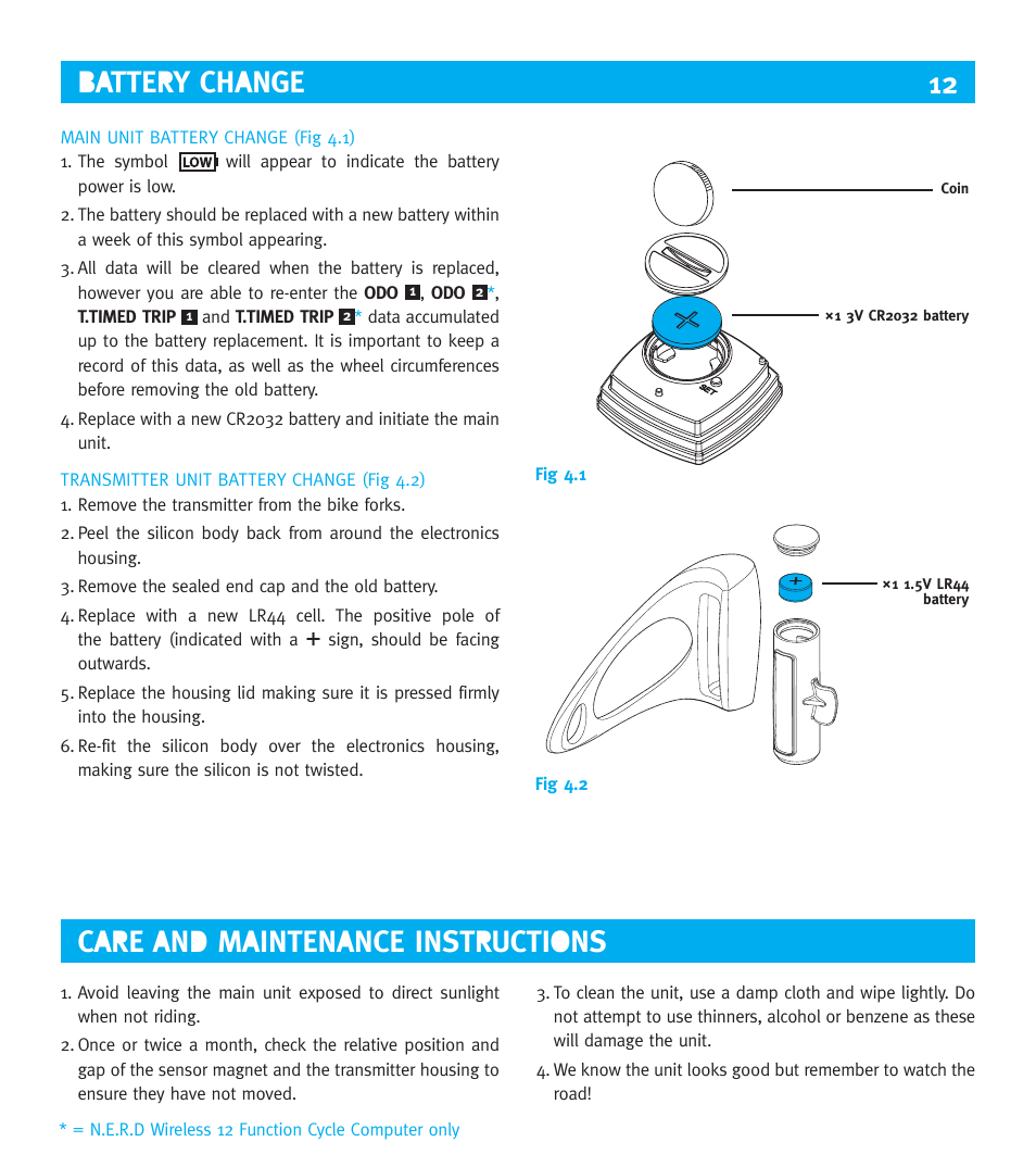 Battery change care and maintenance instructions | Knog NERD 9 User Manual | Page 12 / 13