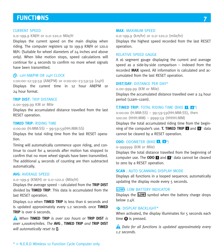 Functions | Knog NERD 9 User Manual | Page 7 / 13