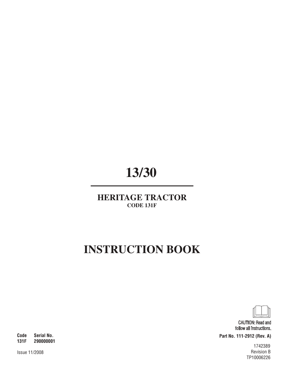 Briggs & Stratton HERITAGE TRACTOR 131F User Manual | 36 pages