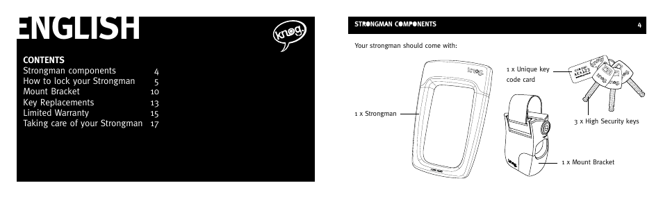 English | Knog STRONGMAN User Manual | Page 2 / 9