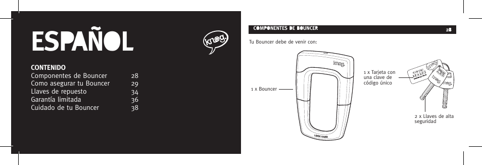 Español | Knog BOUNCER User Manual | Page 14 / 38