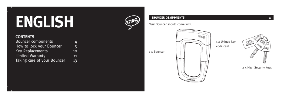 English | Knog BOUNCER User Manual | Page 2 / 38