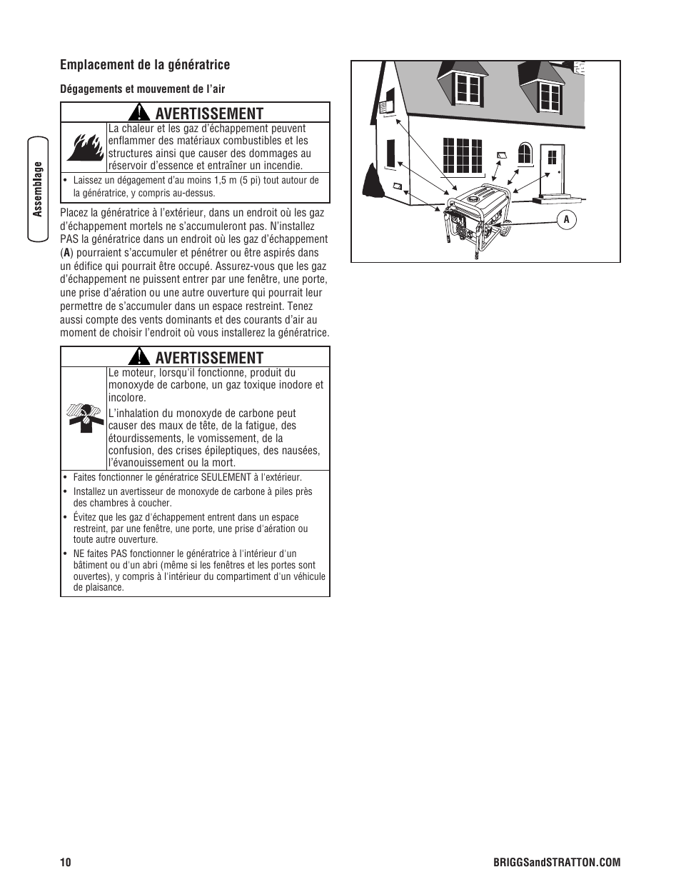 Avertissement | Briggs & Stratton 203985GS User Manual | Page 66 / 84