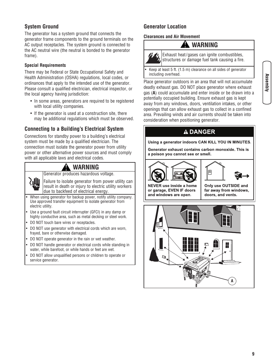 Warning | Briggs & Stratton 203985GS User Manual | Page 9 / 84