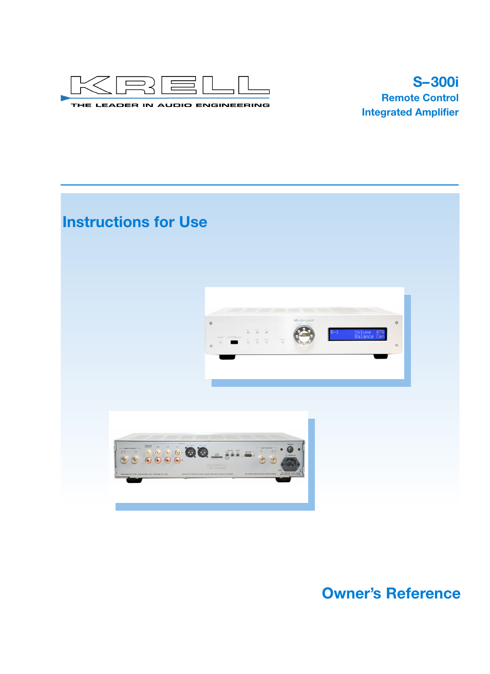 Krell S-300i User Manual | 34 pages