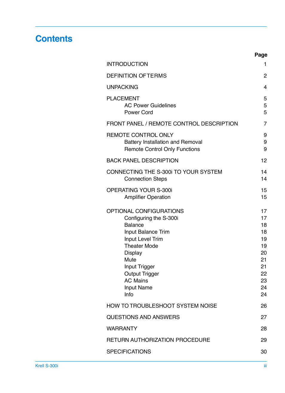 Krell S-300i User Manual | Page 3 / 34
