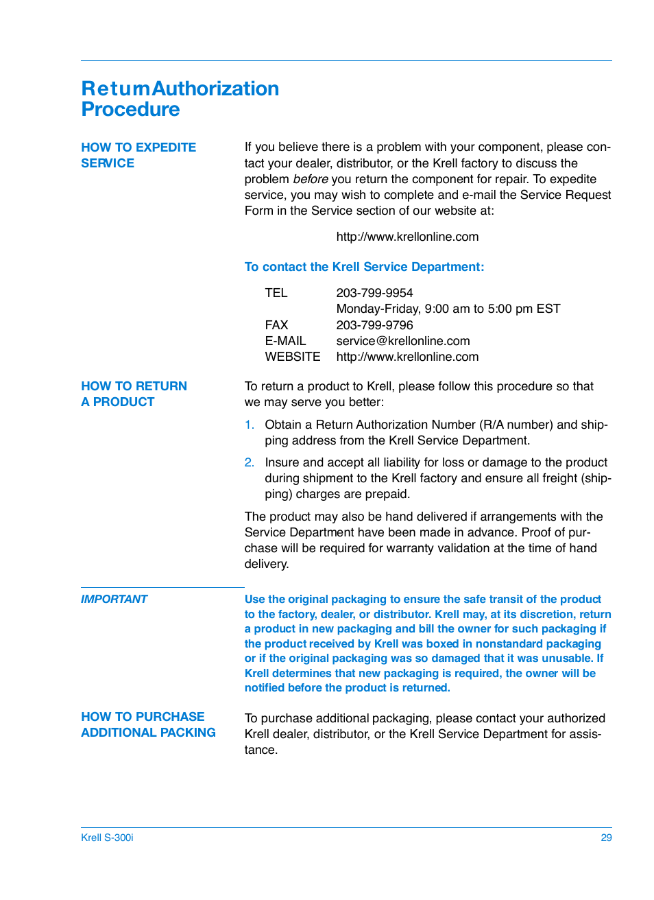 Krell S-300i User Manual | Page 33 / 34