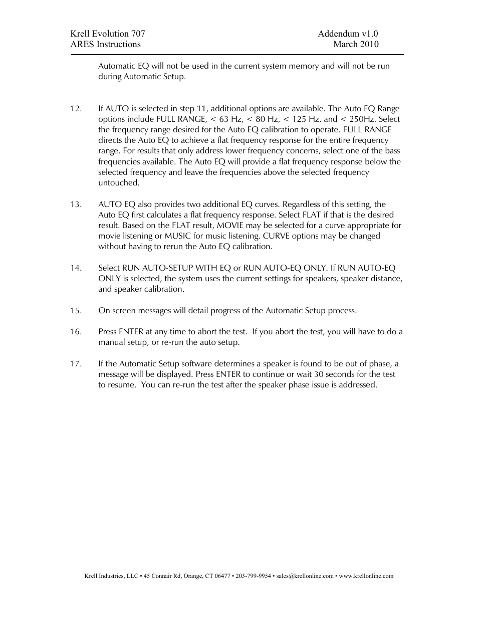 Krell 707 Evolution Addendum User Manual | Page 4 / 6