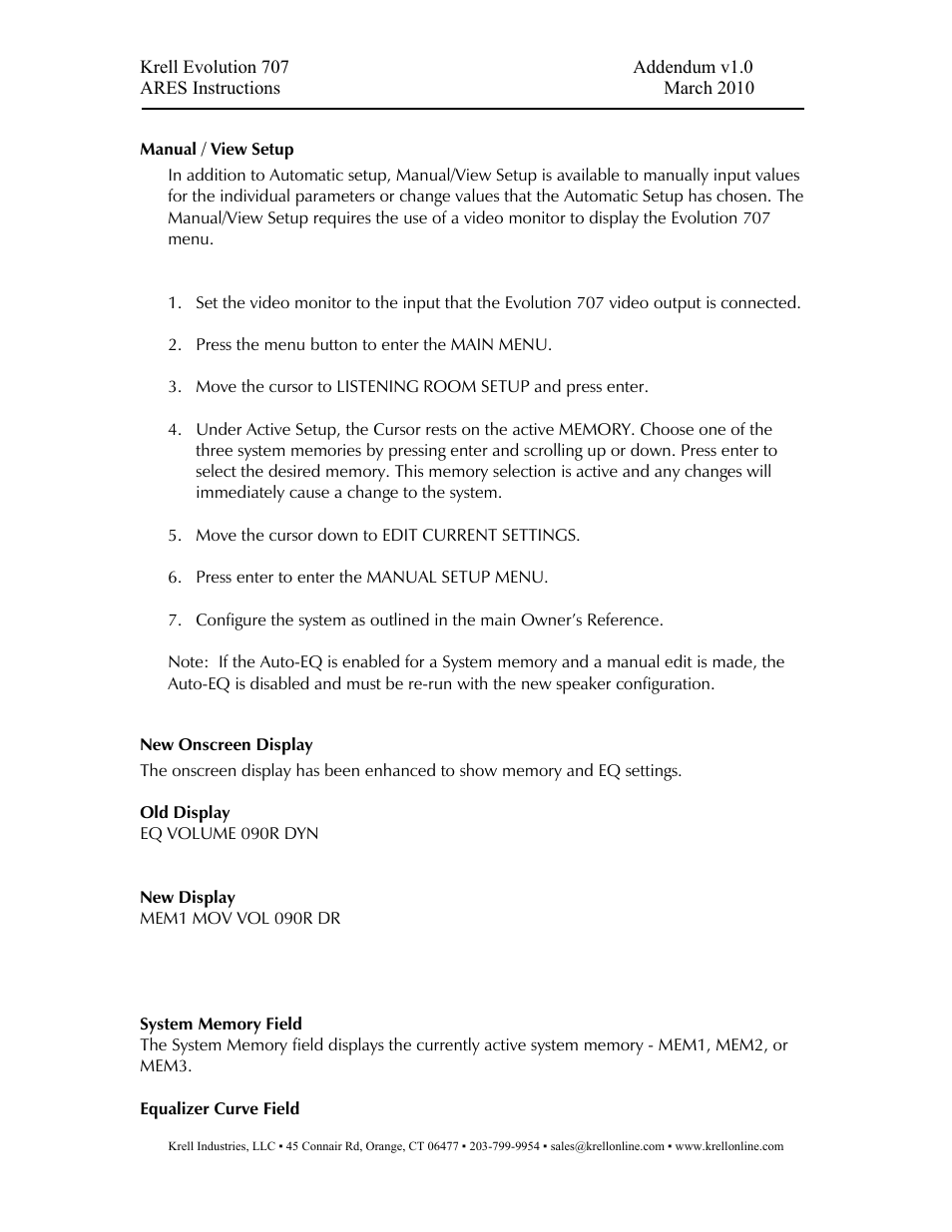 Krell 707 Evolution Addendum User Manual | Page 5 / 6