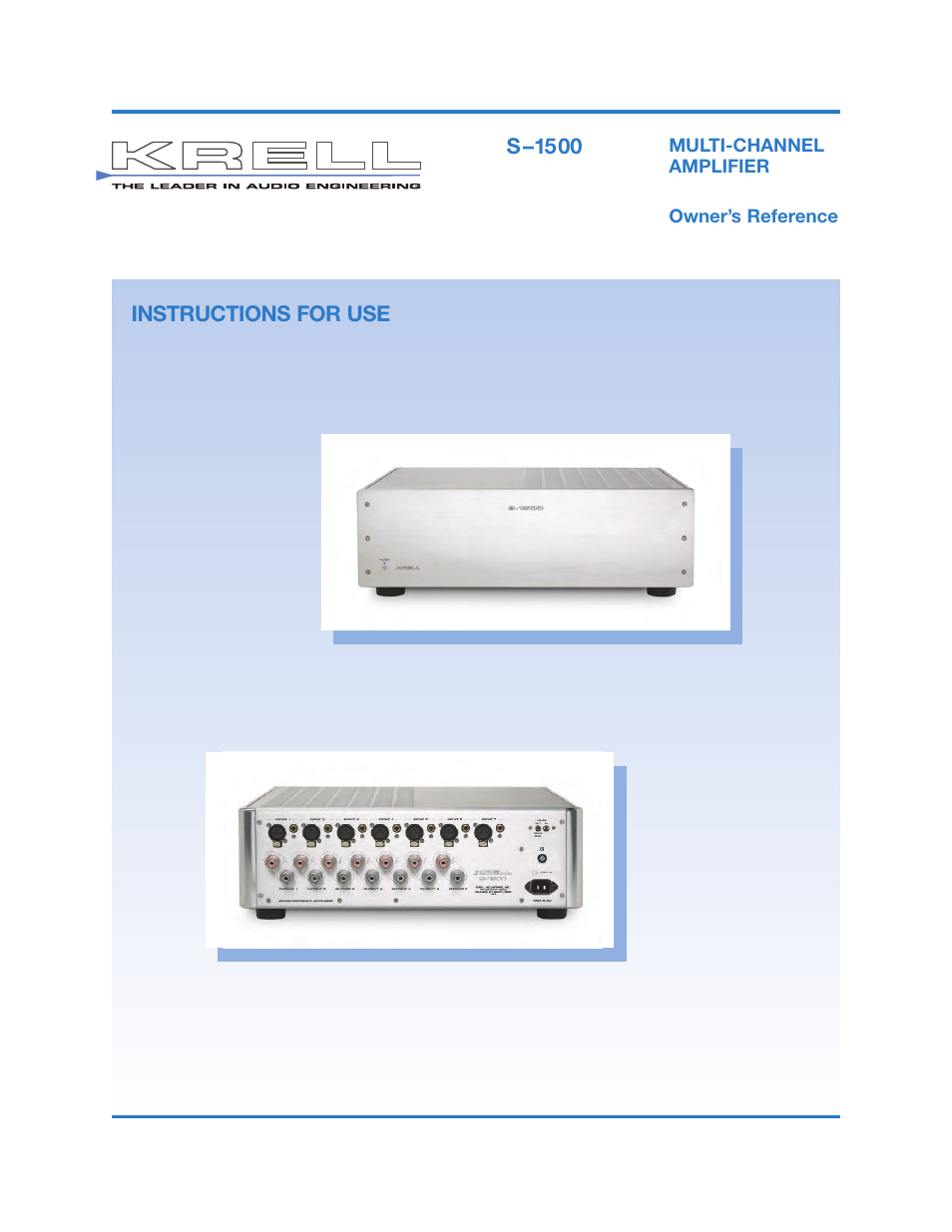 Krell S-1500 User Manual | 23 pages