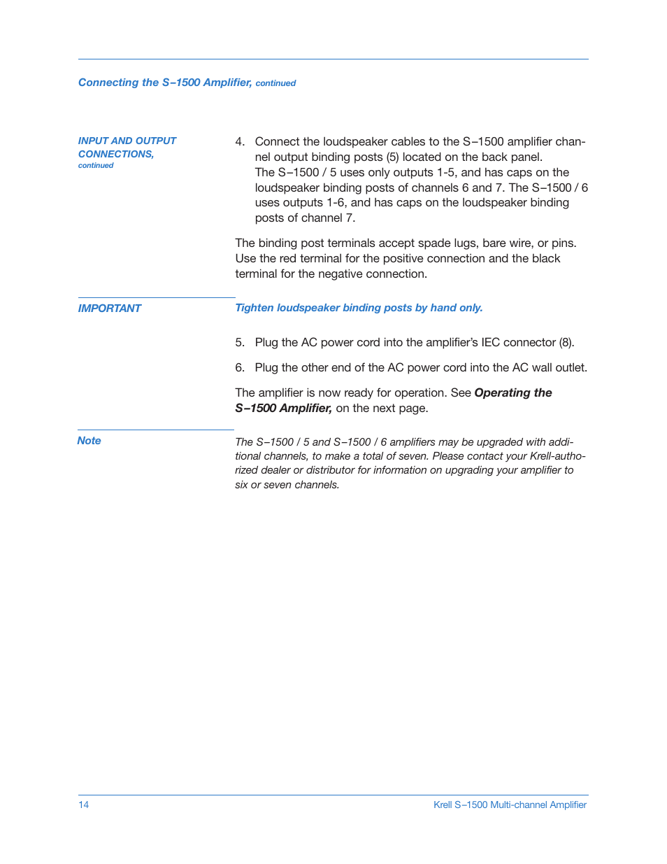 Krell S-1500 User Manual | Page 14 / 23