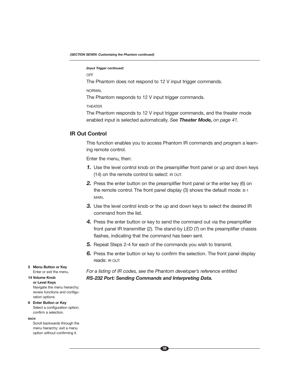 Ir out control | Krell Phantom Manual User Manual | Page 38 / 54