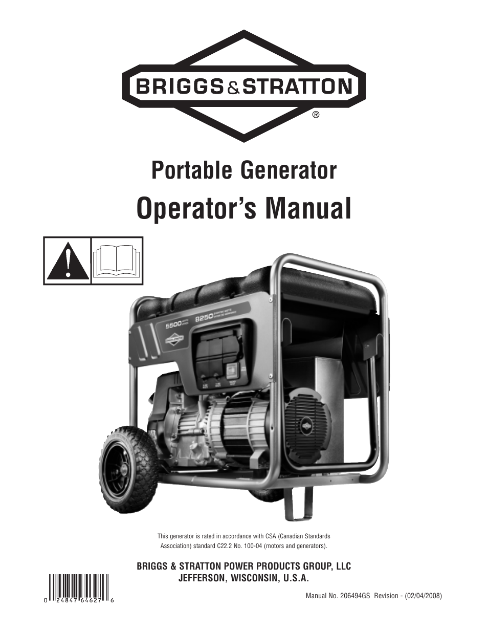 Briggs & Stratton 206494GS User Manual | 48 pages