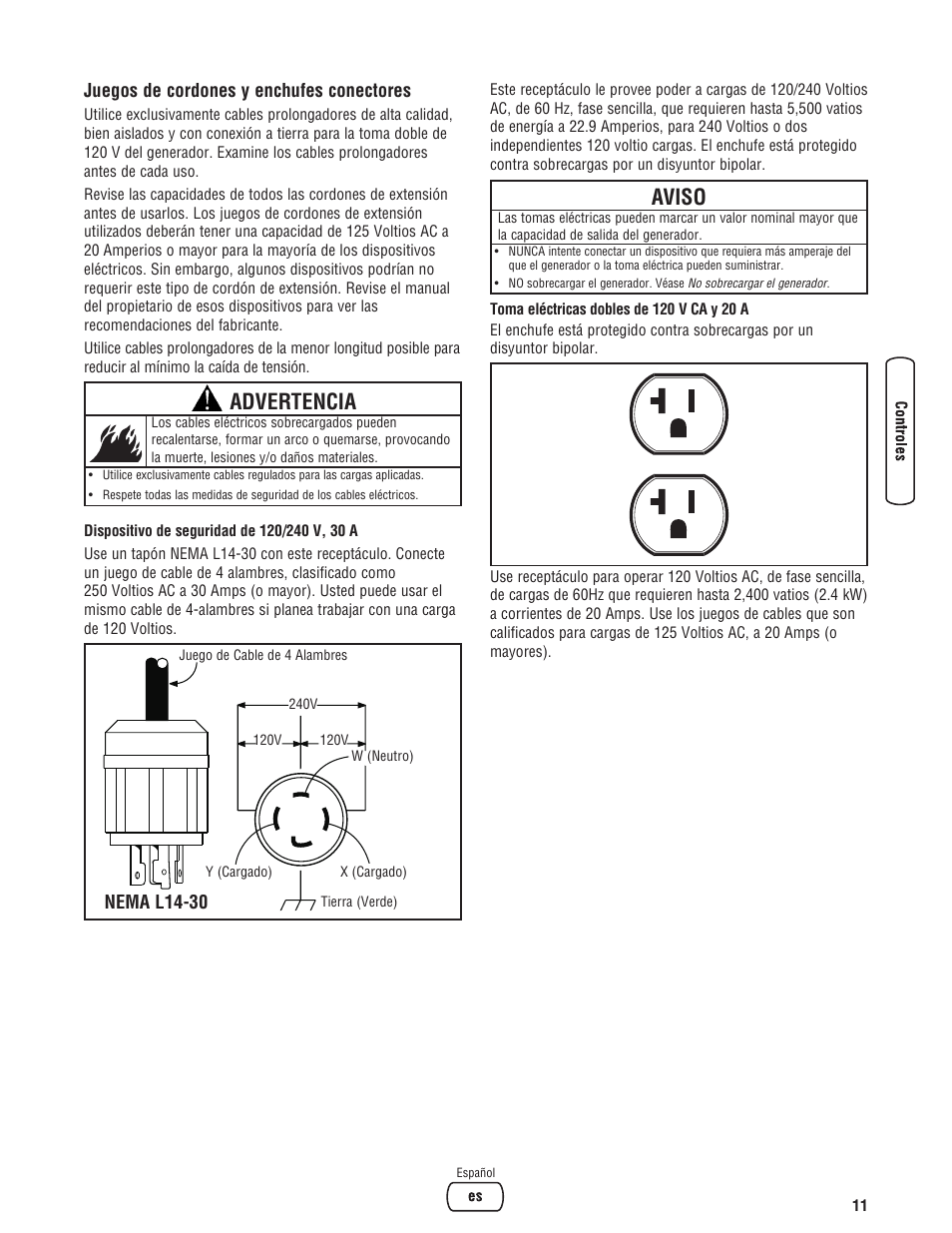 Advertencia, Aviso | Briggs & Stratton 206494GS User Manual | Page 35 / 48