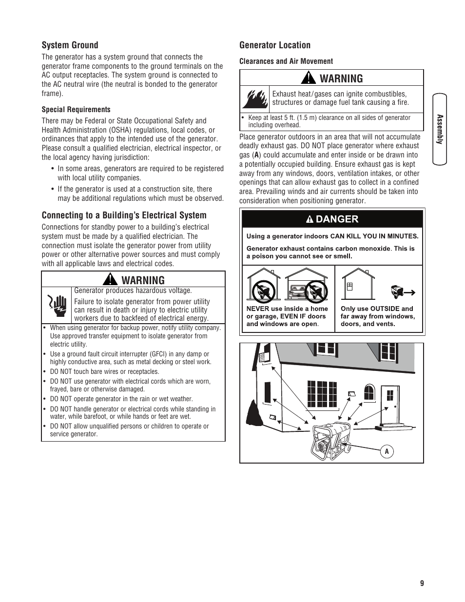 Warning | Briggs & Stratton 206494GS User Manual | Page 9 / 48