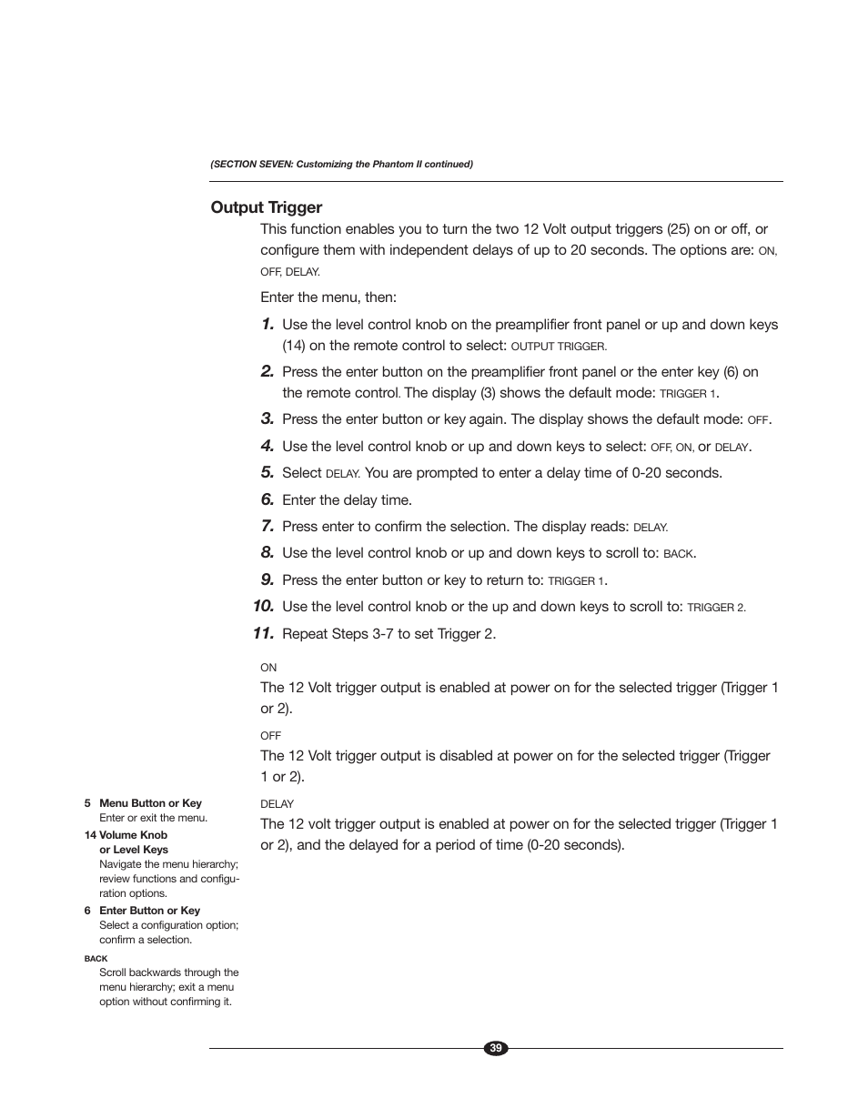 Output trigger | Krell Phantom II Manual User Manual | Page 39 / 49