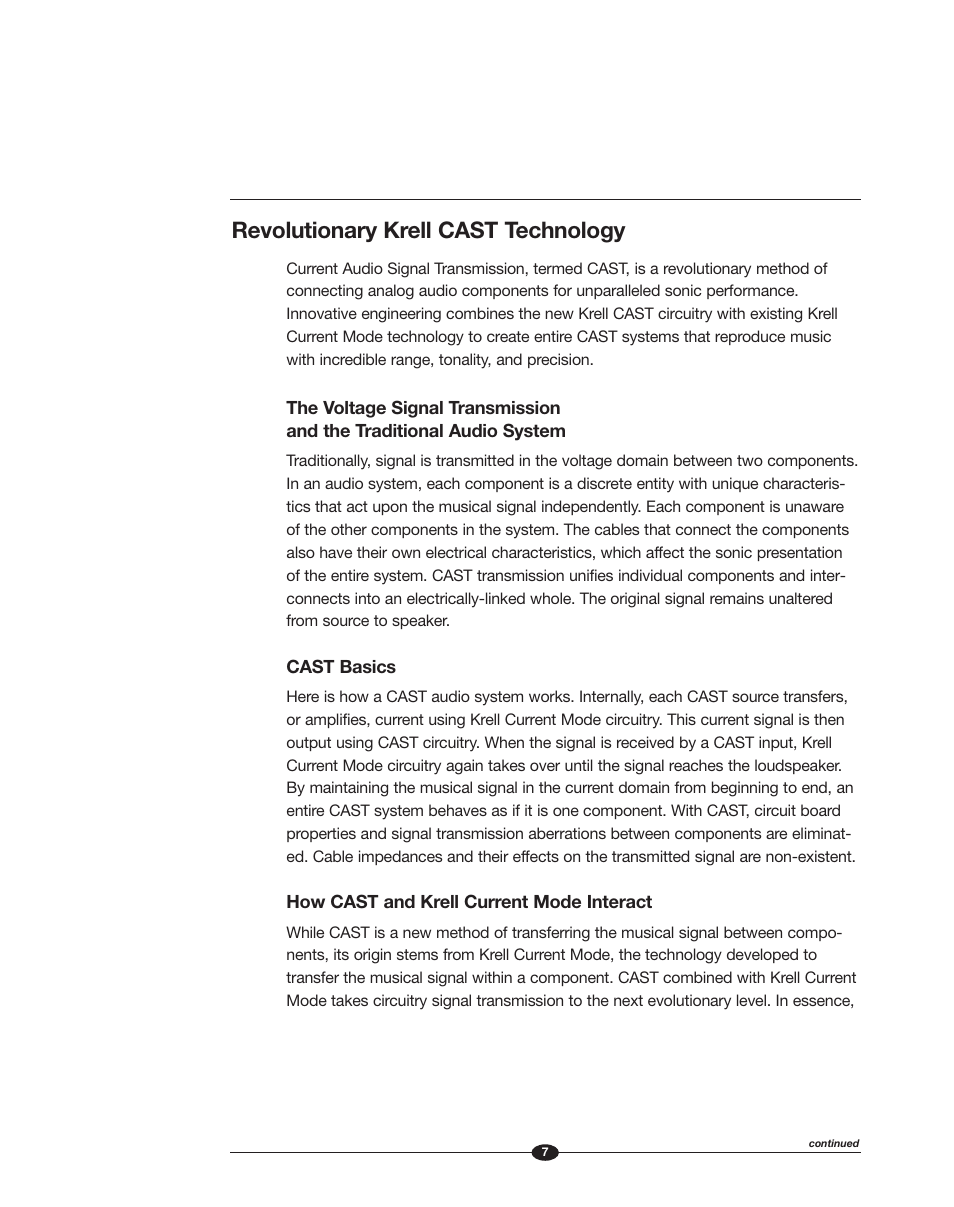 Revolutionary krell cast technology | Krell Phantom II Manual User Manual | Page 7 / 49
